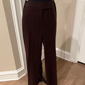 dressbarn Women’s Dark Brown with Light Blue Pinstripe Pants